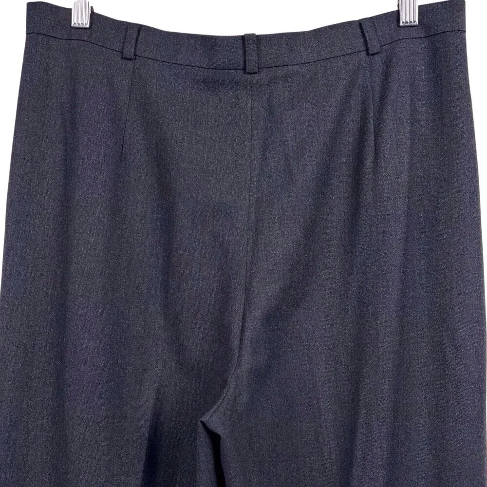 Vintage Louis Feraud Gray Wool High Rise Pleated Wide Leg Pants Size 12